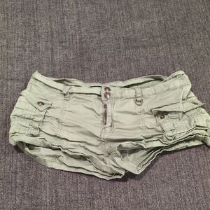 Light Sage Green Cargo Mini Shorts Low-Rise Fit